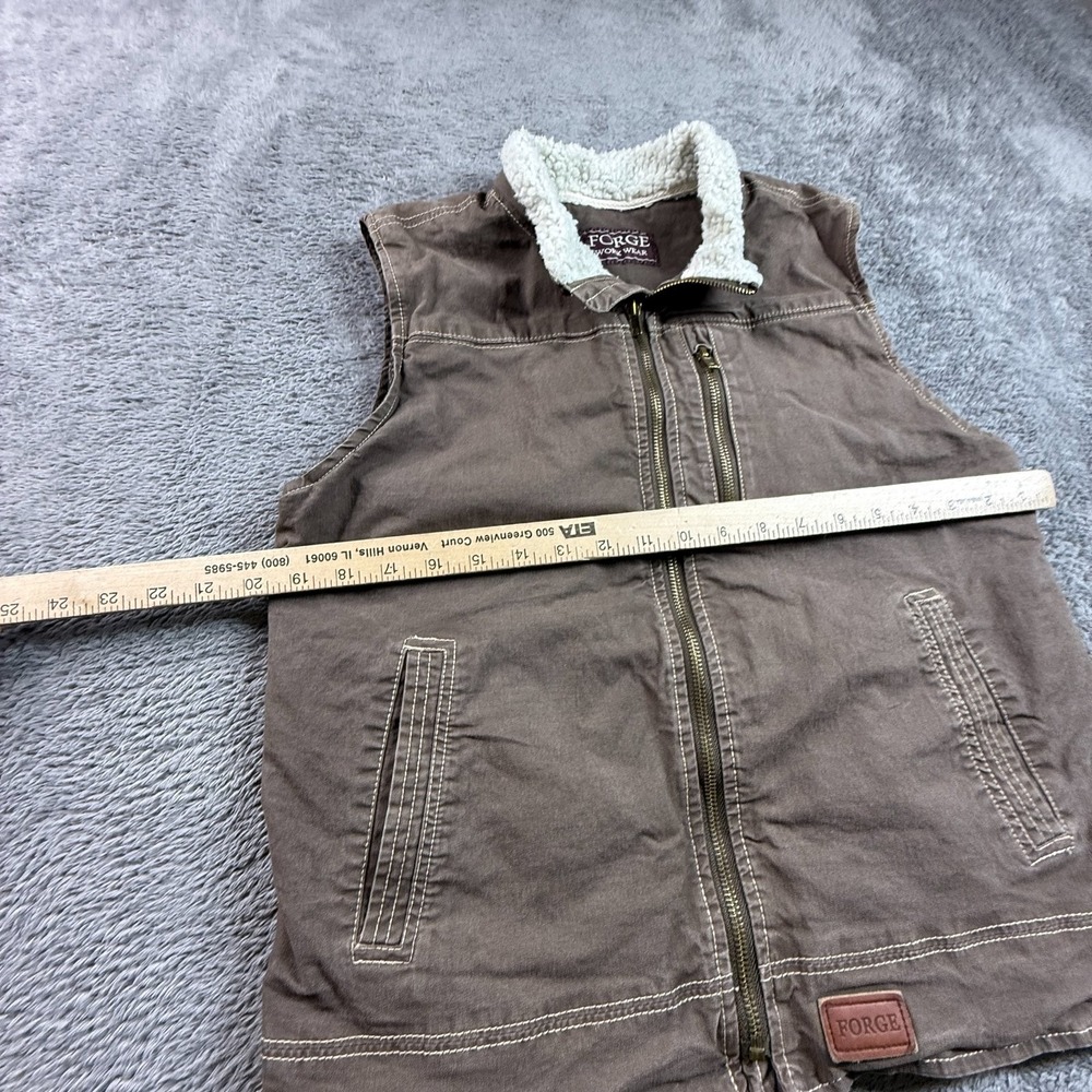 Forge Workwear Womens L Brown Canvas Fleece Lined Insulated Vest Zip Up Sherpa - Picture 6 of 6
